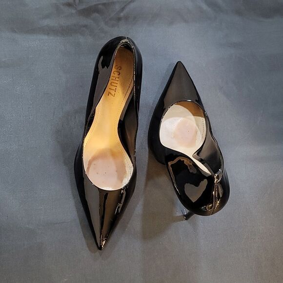 SCHUTZ LOU POINTED TOE LEATHER WOMEN"S HIGH HEEL STILETTOS PUMP - Picture 4 of 13